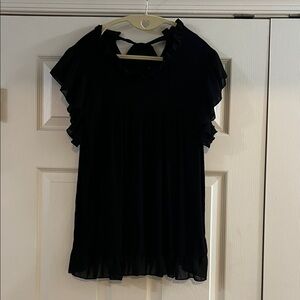 Kim & Cami Black Ruffle Sleeve Blouse